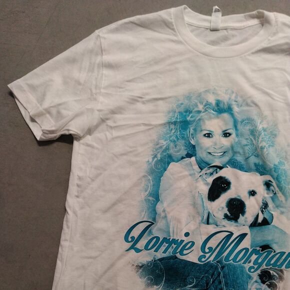 Lorrie Morgan White Cotton T Shirt Size Small Signed Next Level - Picture 3 of 12